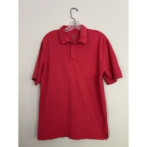 Woolrich Solid Polo Shirt Mens Medium Red Preppy